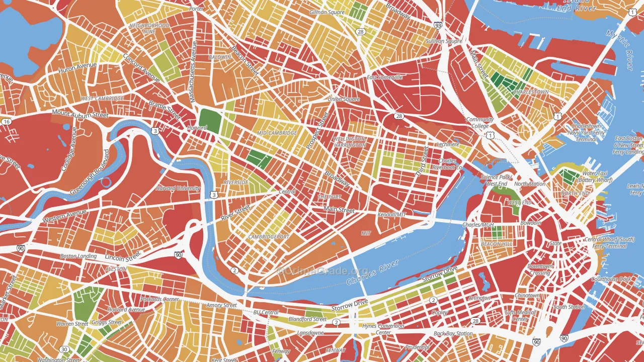 Area IV, Cambridge, MA Map of Theft Rates