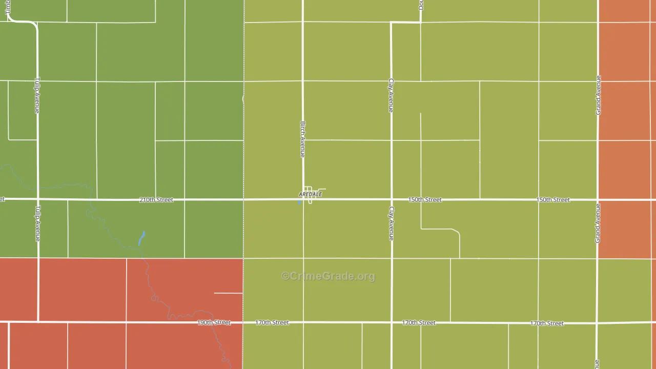 Aredale, IA Map of Theft Rates