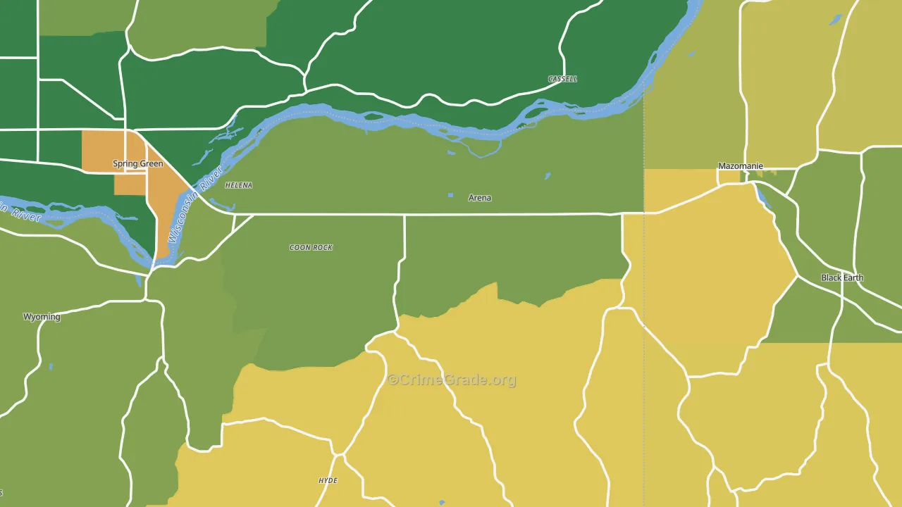 Arena, WI Map of Theft Rates