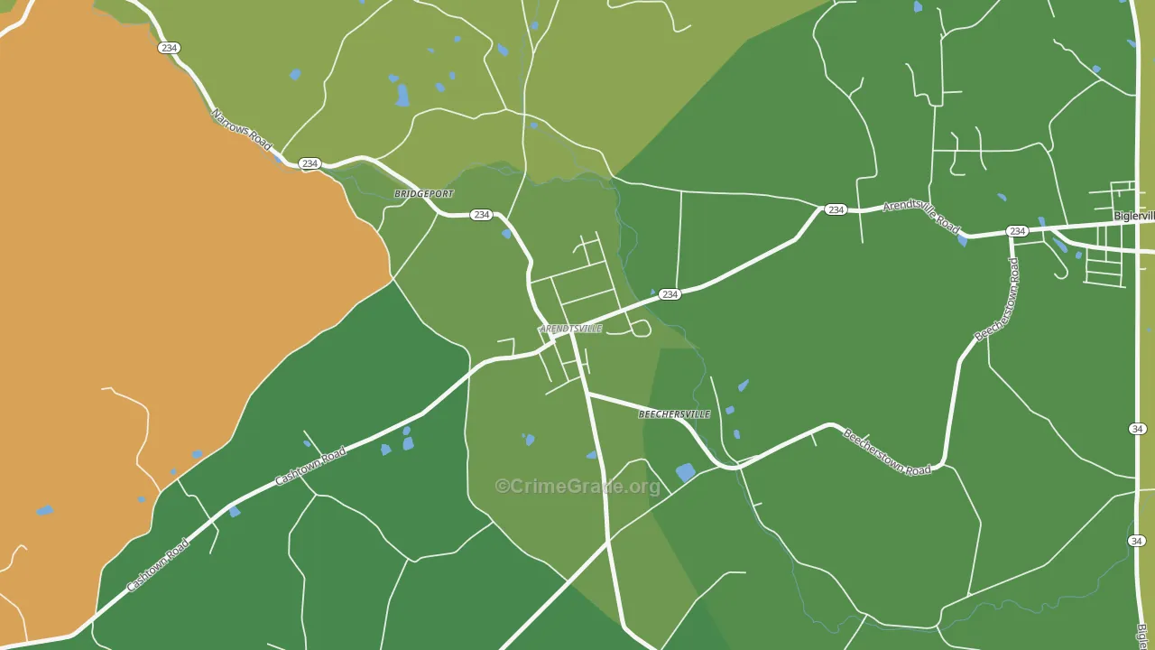 Arendtsville, PA Map of Theft Rates