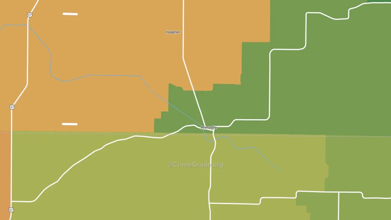 Arenzville, IL Map of Theft Rates