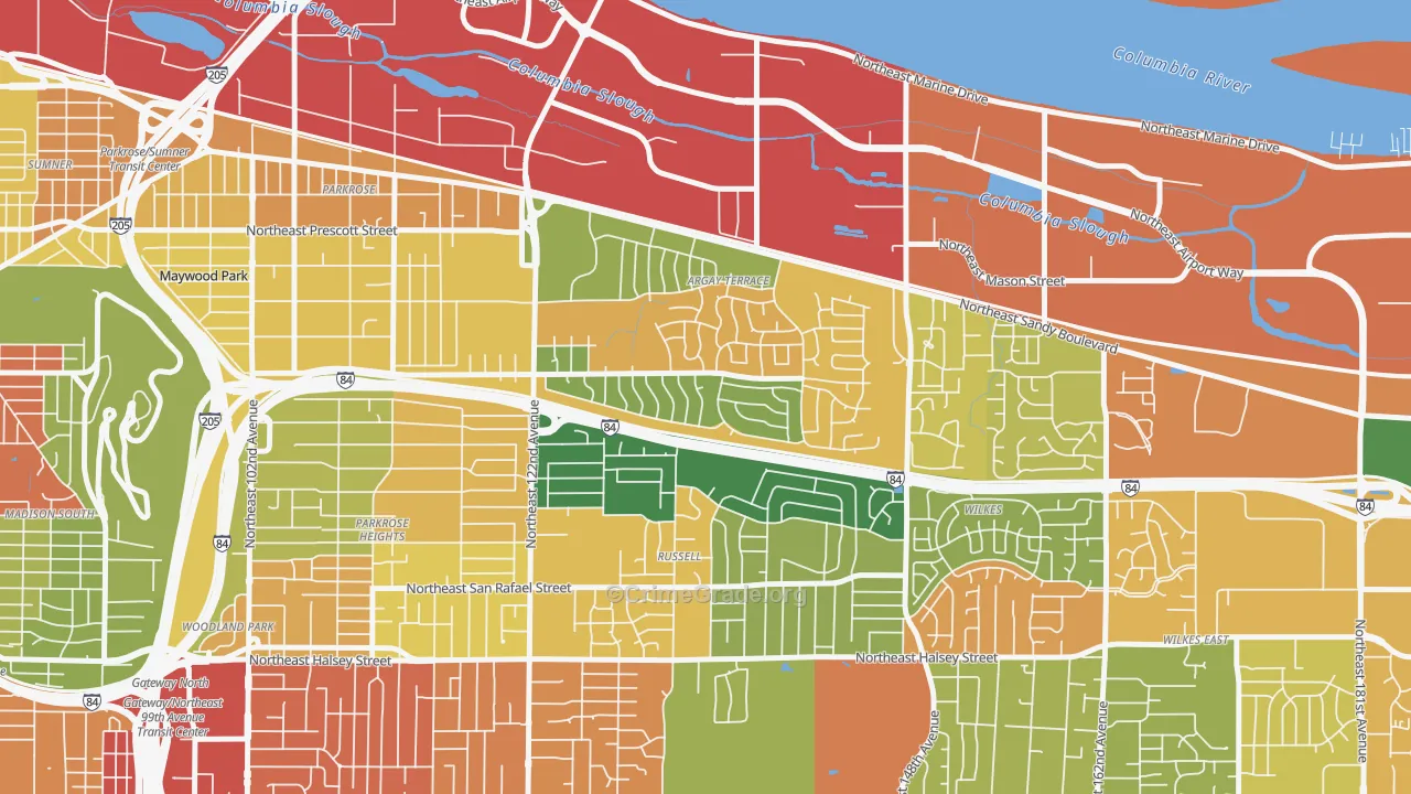 Argay, Portland, OR Map of Theft Rates
