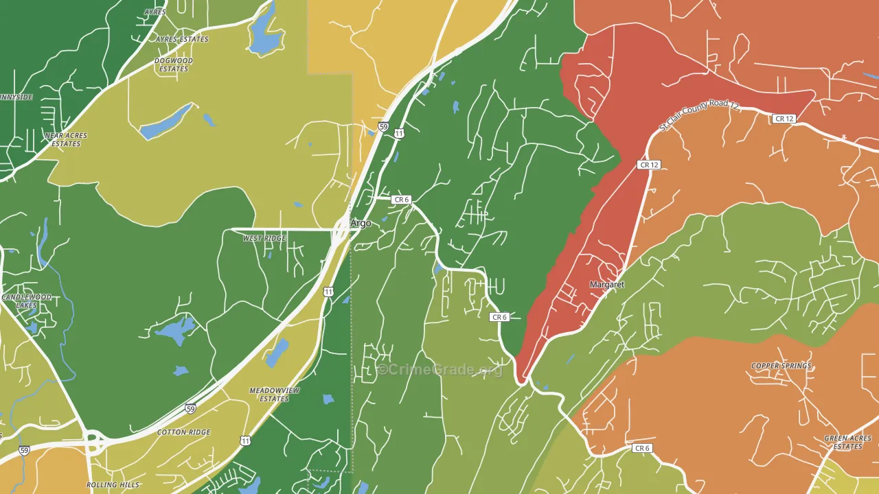 Argo, AL Map of Theft Rates