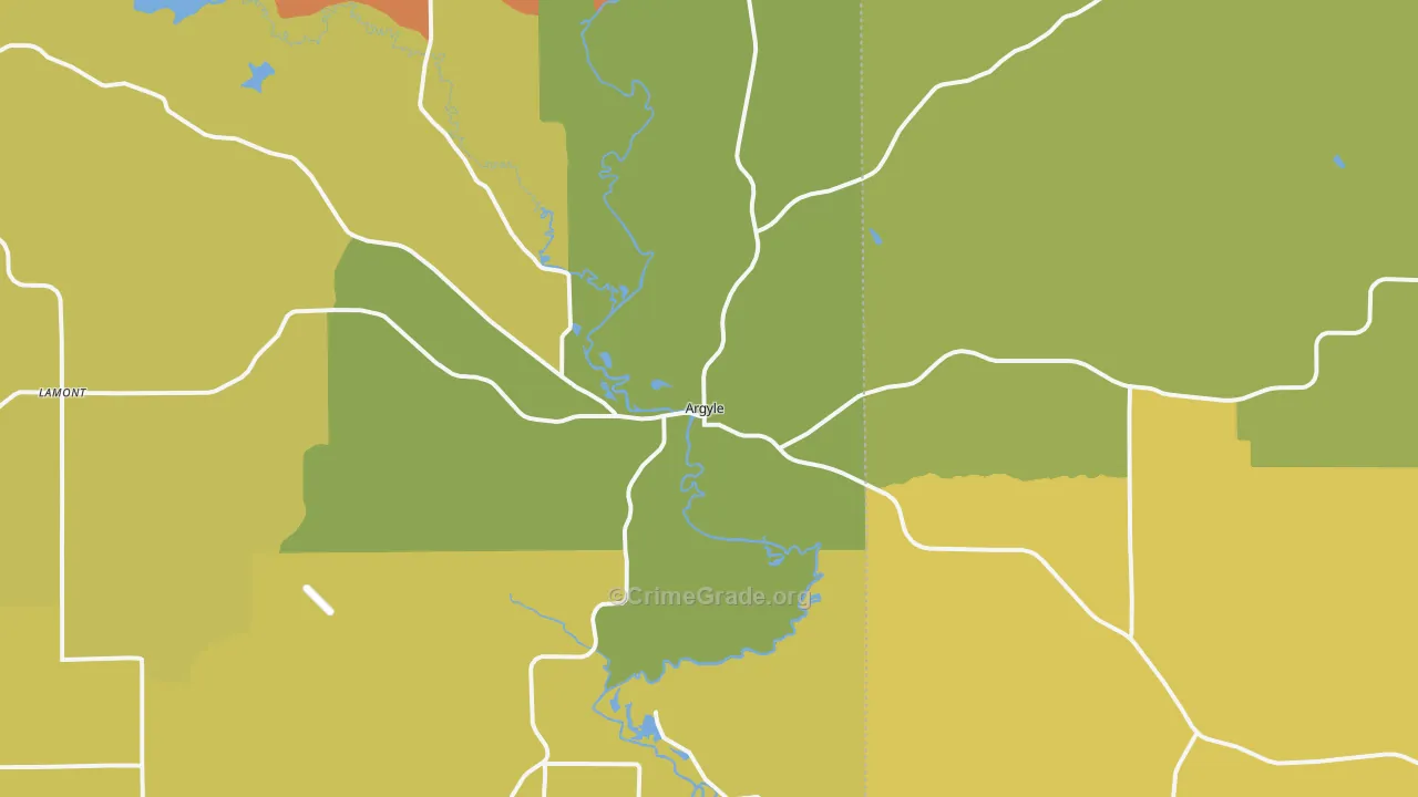 Argyle, WI Map of Theft Rates