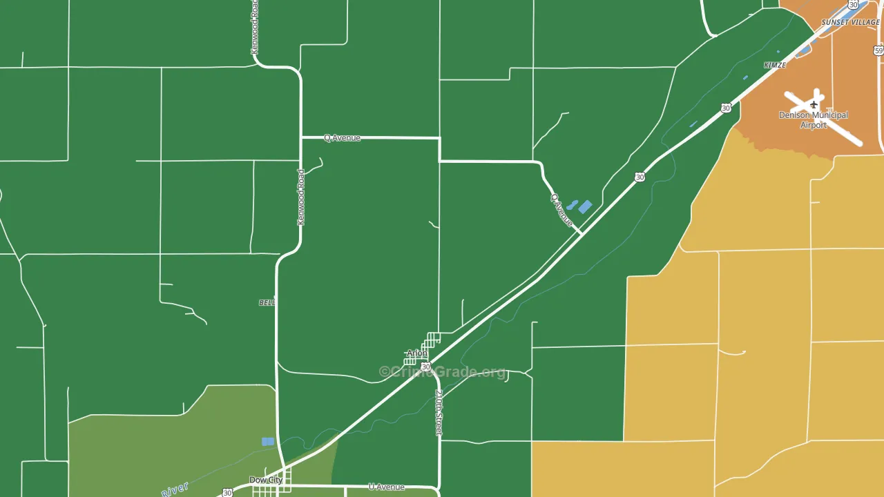Arion, IA Map of Theft Rates