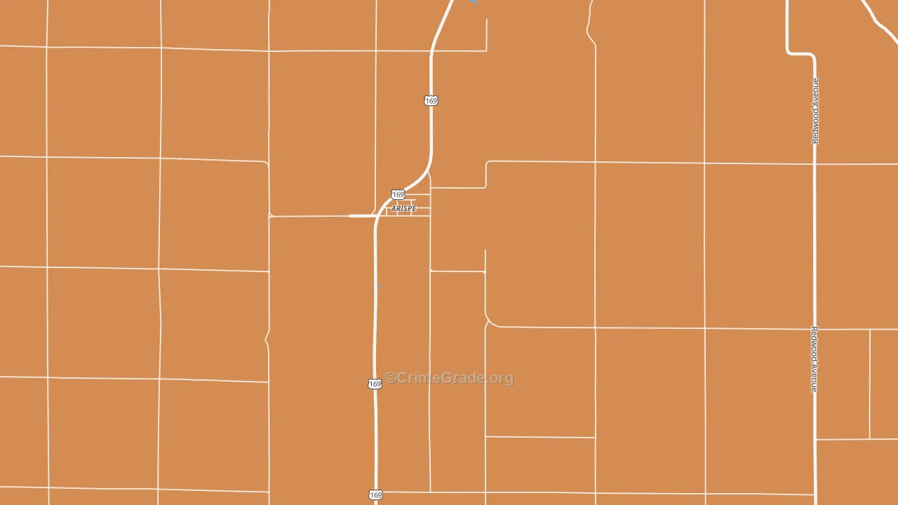 Arispe, IA Map of Theft Rates