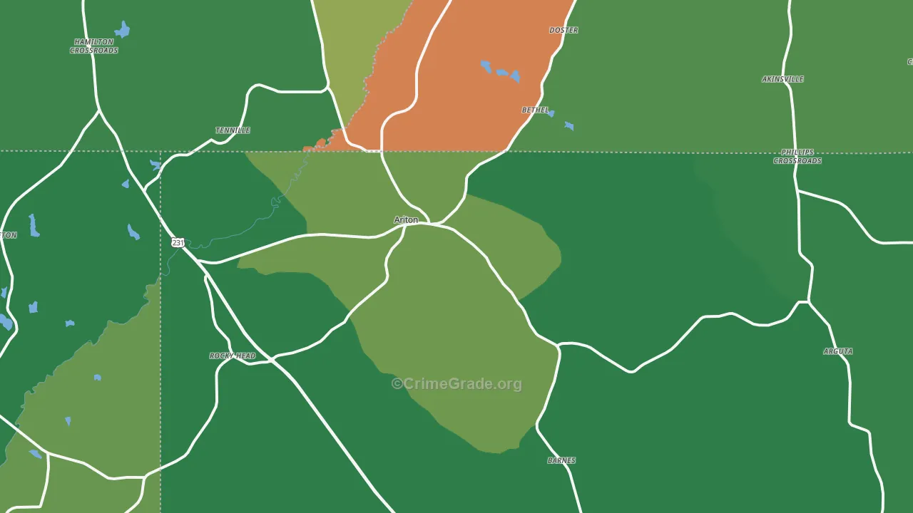 Ariton, AL Map of Theft Rates