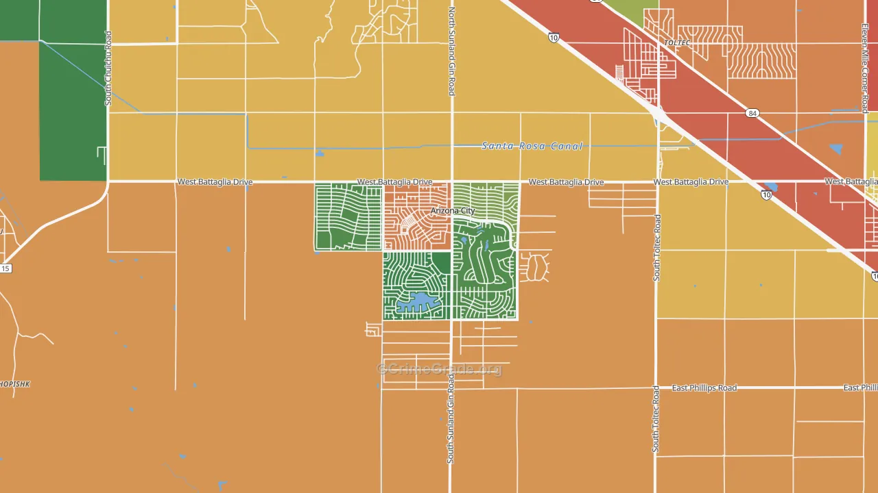 Arizona City, AZ Map of Theft Rates