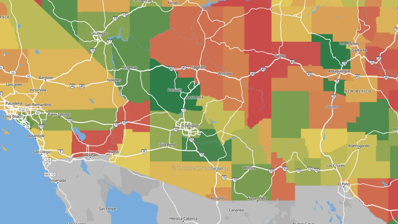 Arizona Map of Theft Rates