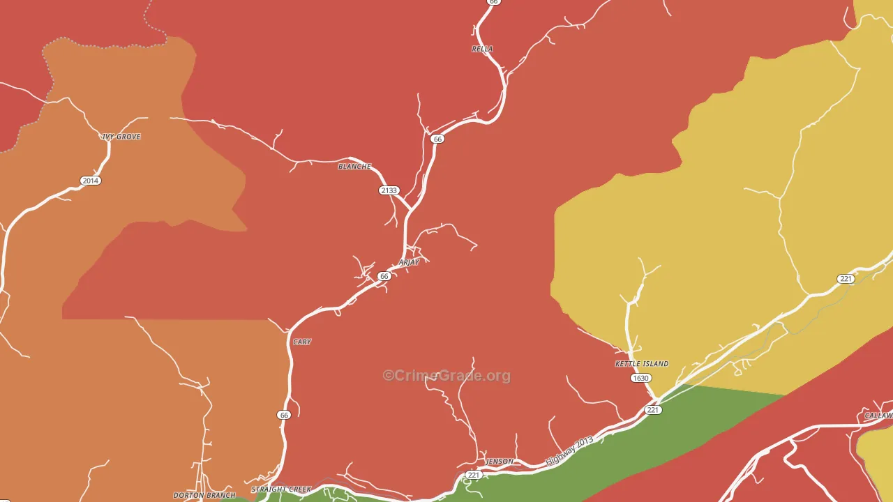 Arjay, KY Map of Theft Rates