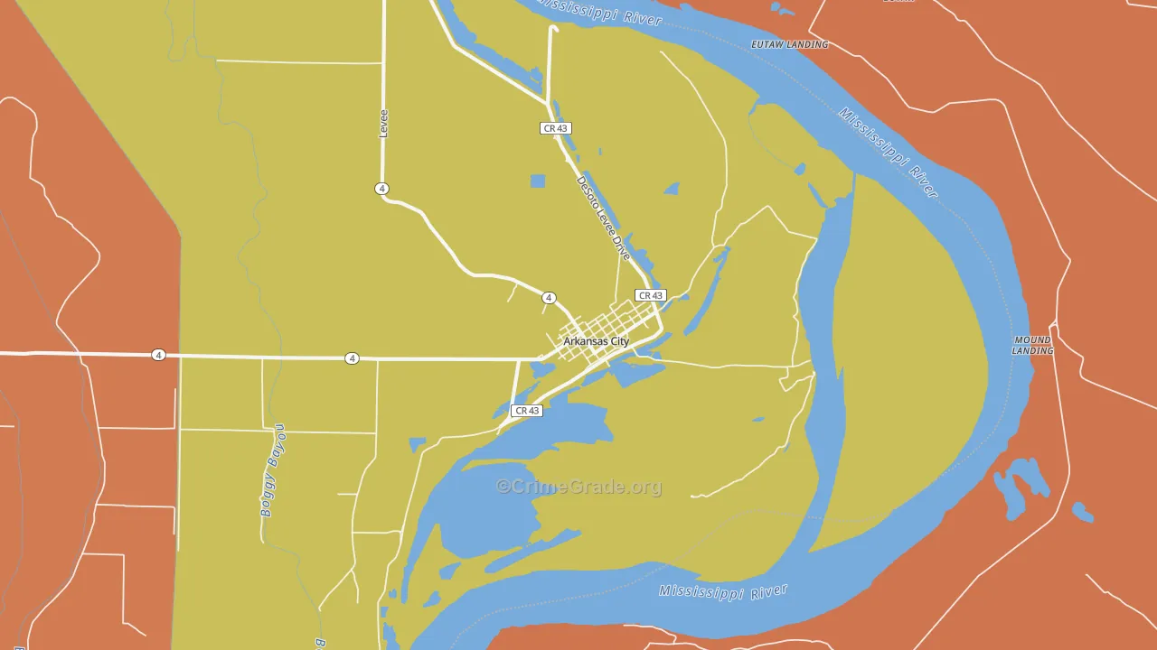 Arkansas City, AR Map of Theft Rates