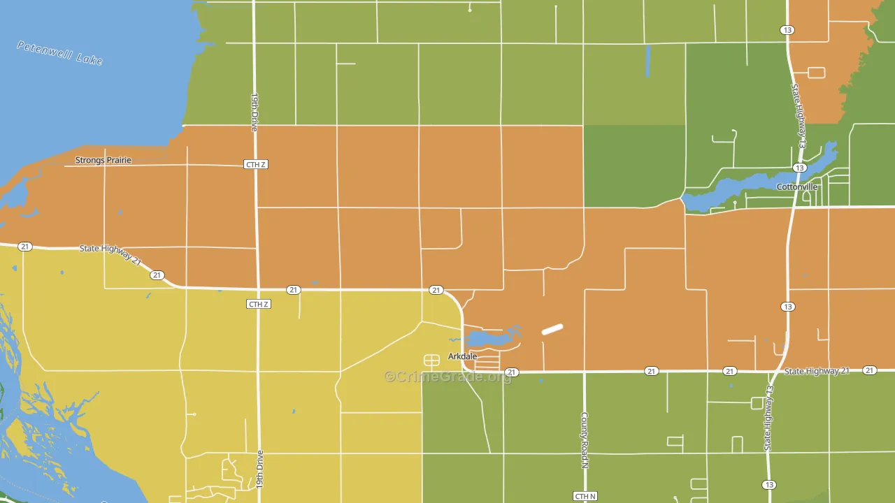 Arkdale, WI Map of Theft Rates