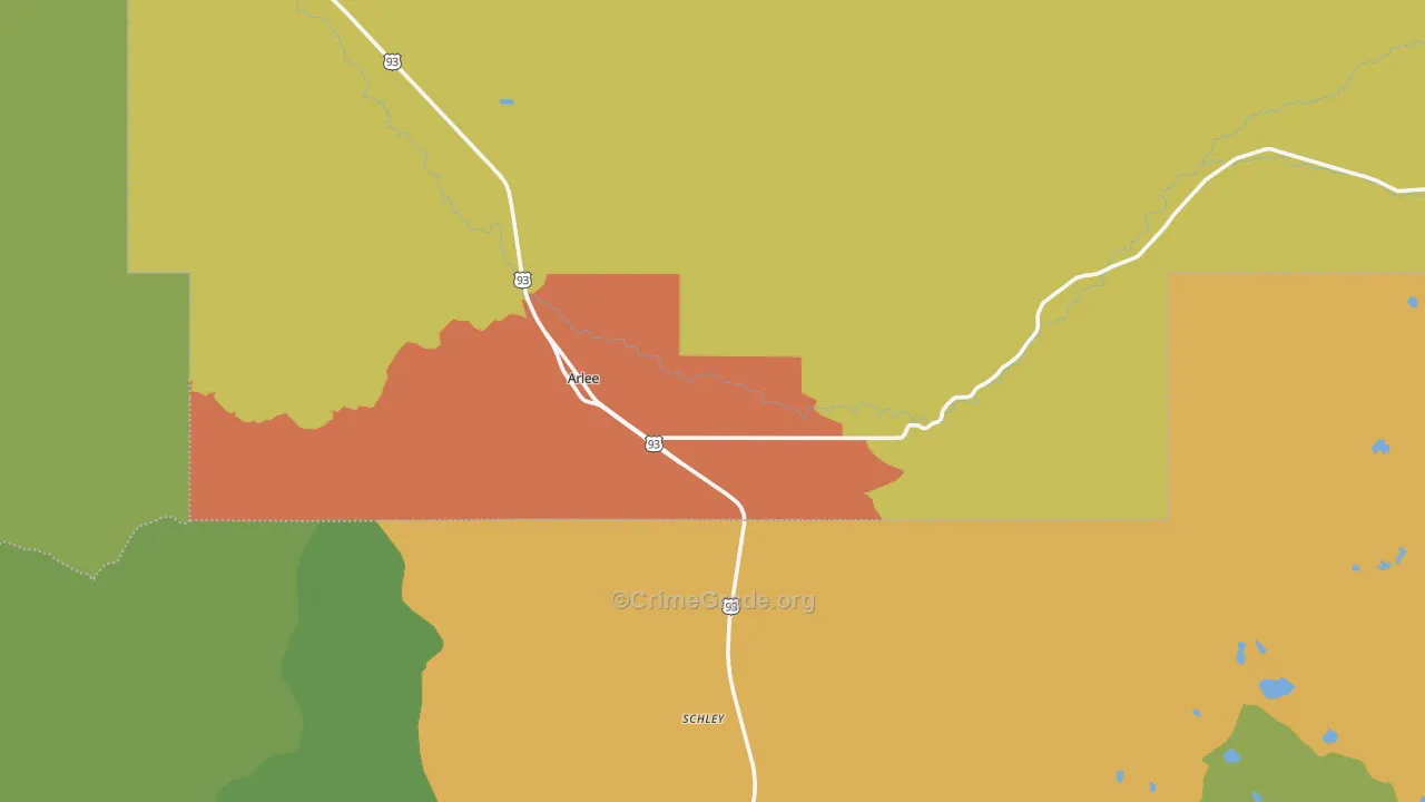 Arlee, MT Map of Theft Rates
