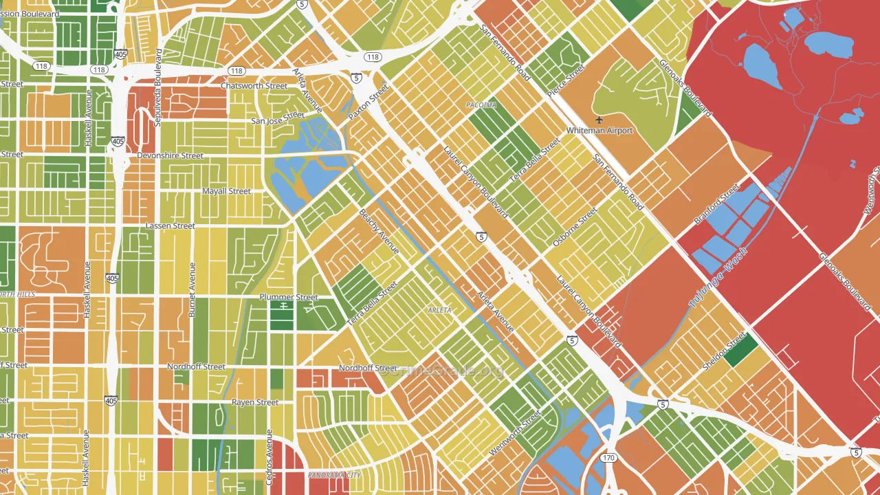 Arleta, Pacoima, CA Map of Theft Rates