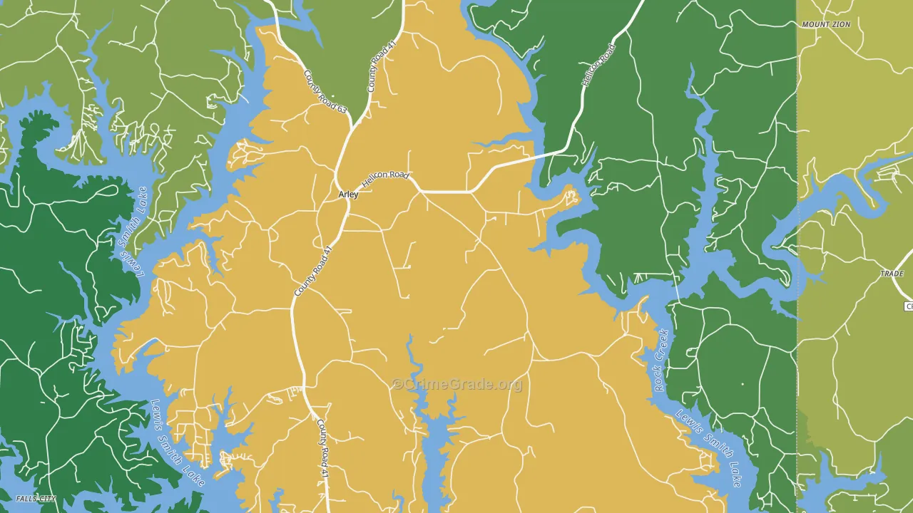 Arley, AL Map of Theft Rates