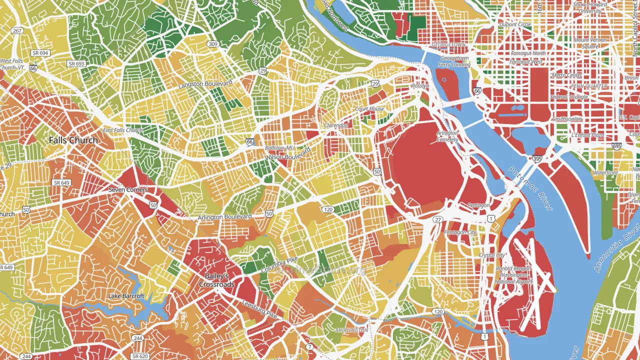 Arlington County, VA Map of Theft Rates