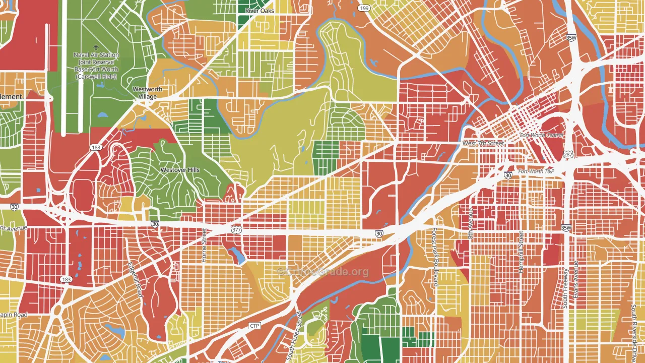 Arlington Heights, Fort Worth, TX Map of Theft Rates