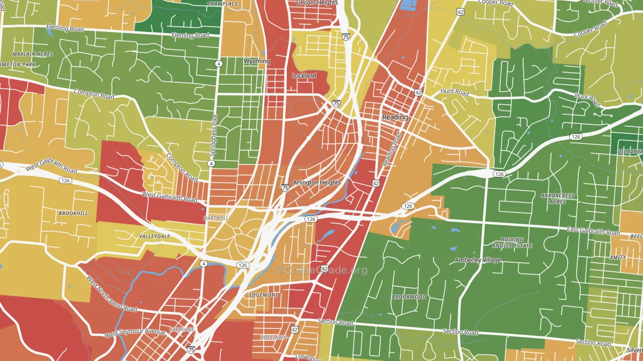 Arlington Heights, OH Map of Theft Rates