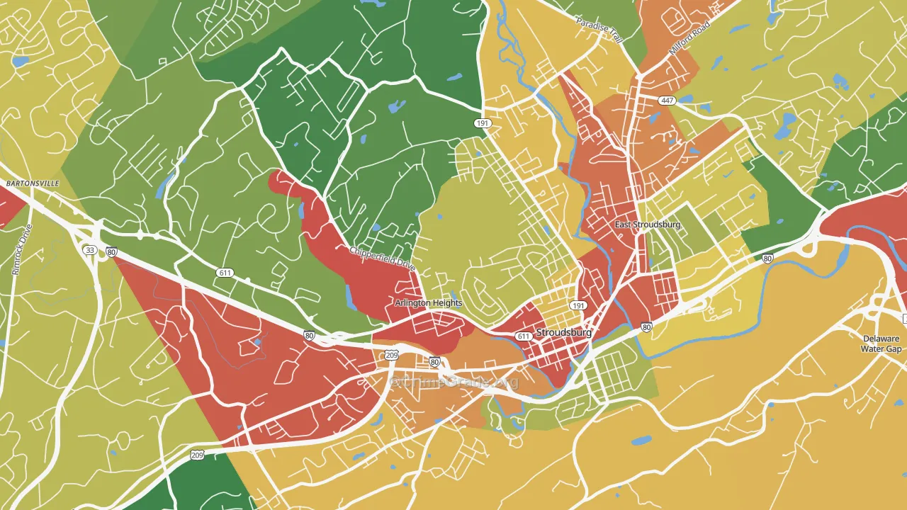 Arlington Heights, PA Map of Theft Rates