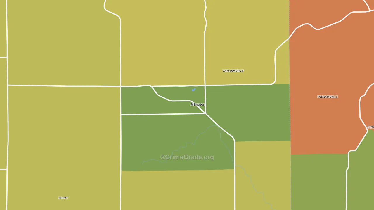 Arlington, IA Map of Theft Rates