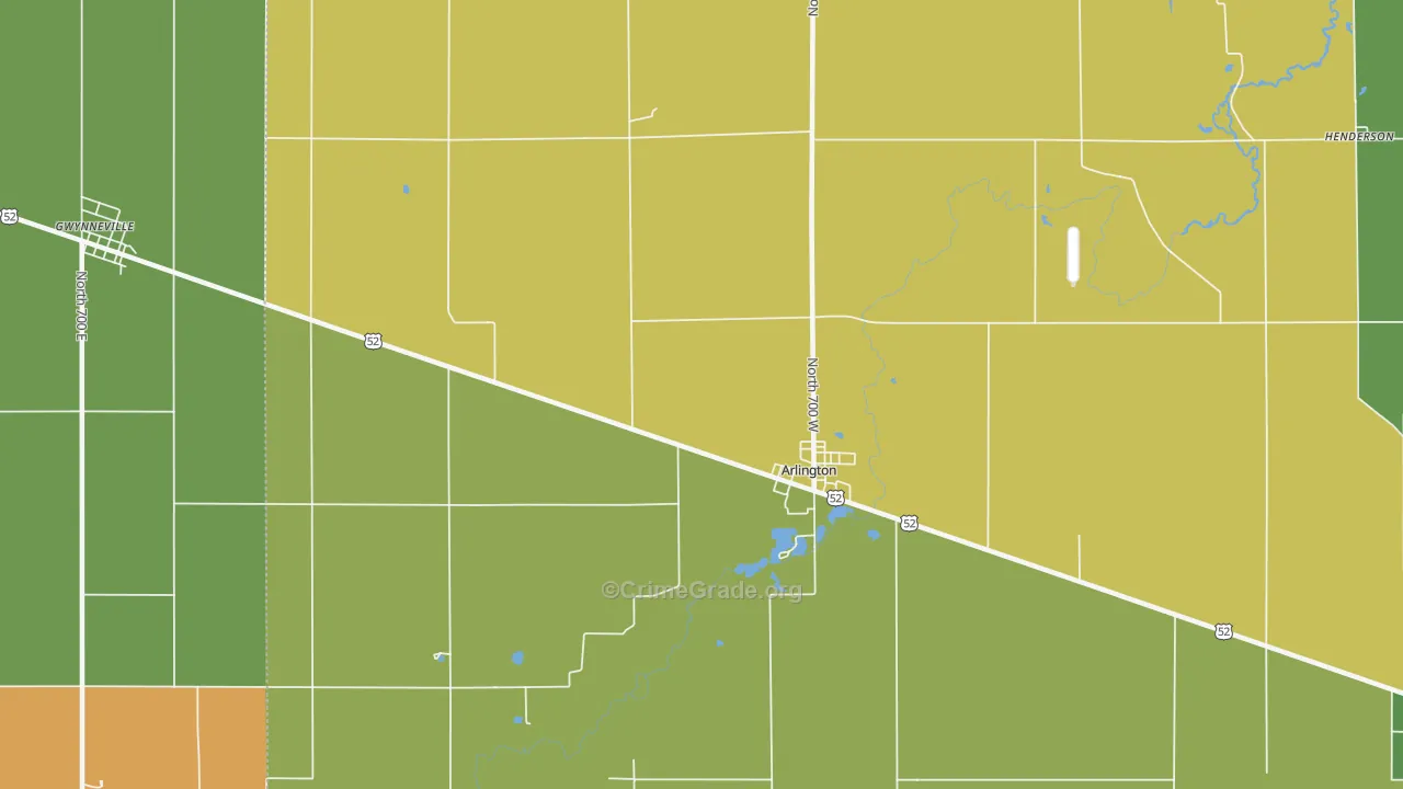 Arlington, IN Map of Theft Rates