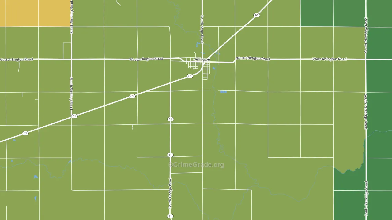 Arlington, KS Map of Theft Rates