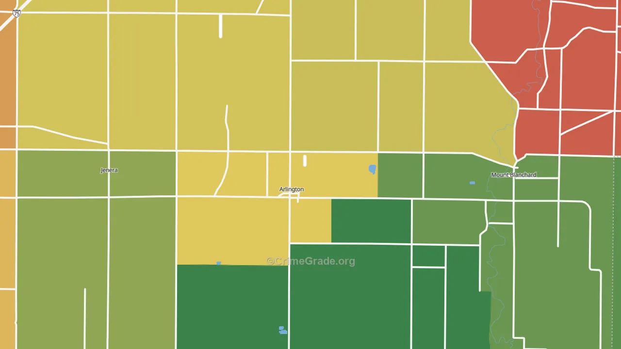 Arlington, OH Map of Theft Rates