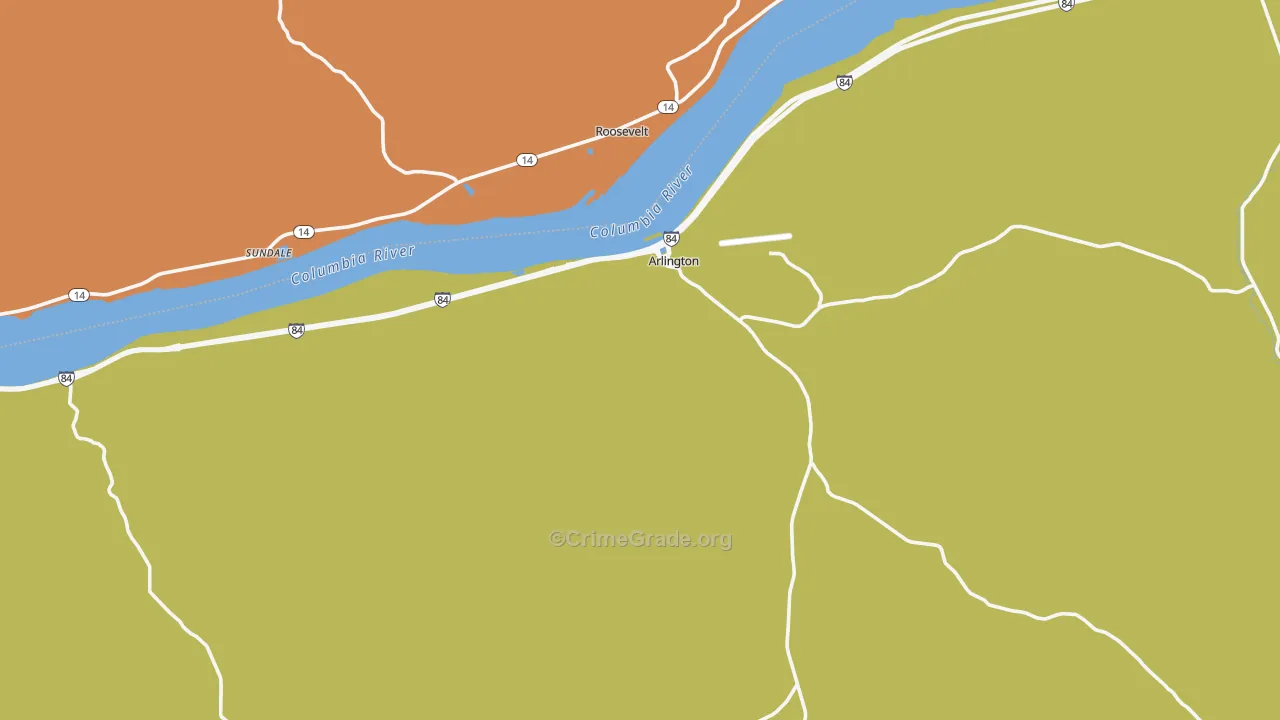 Arlington, OR Map of Theft Rates
