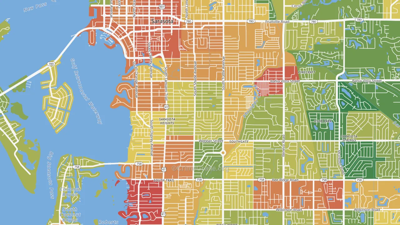 Arlington Park, Sarasota, FL Map of Theft Rates
