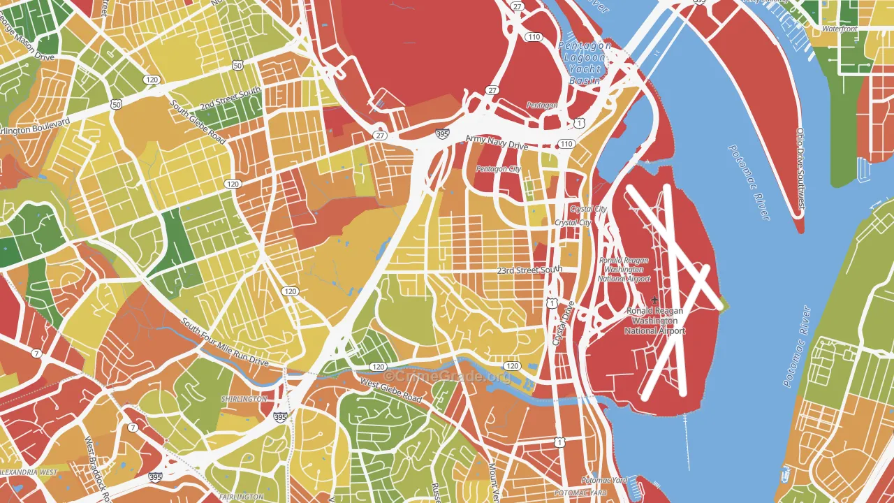 Arlington Ridge, Arlington, VA Map of Theft Rates