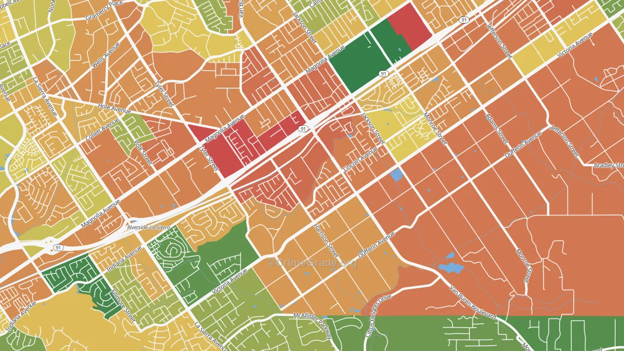 Arlington South, Riverside, CA Map of Theft Rates