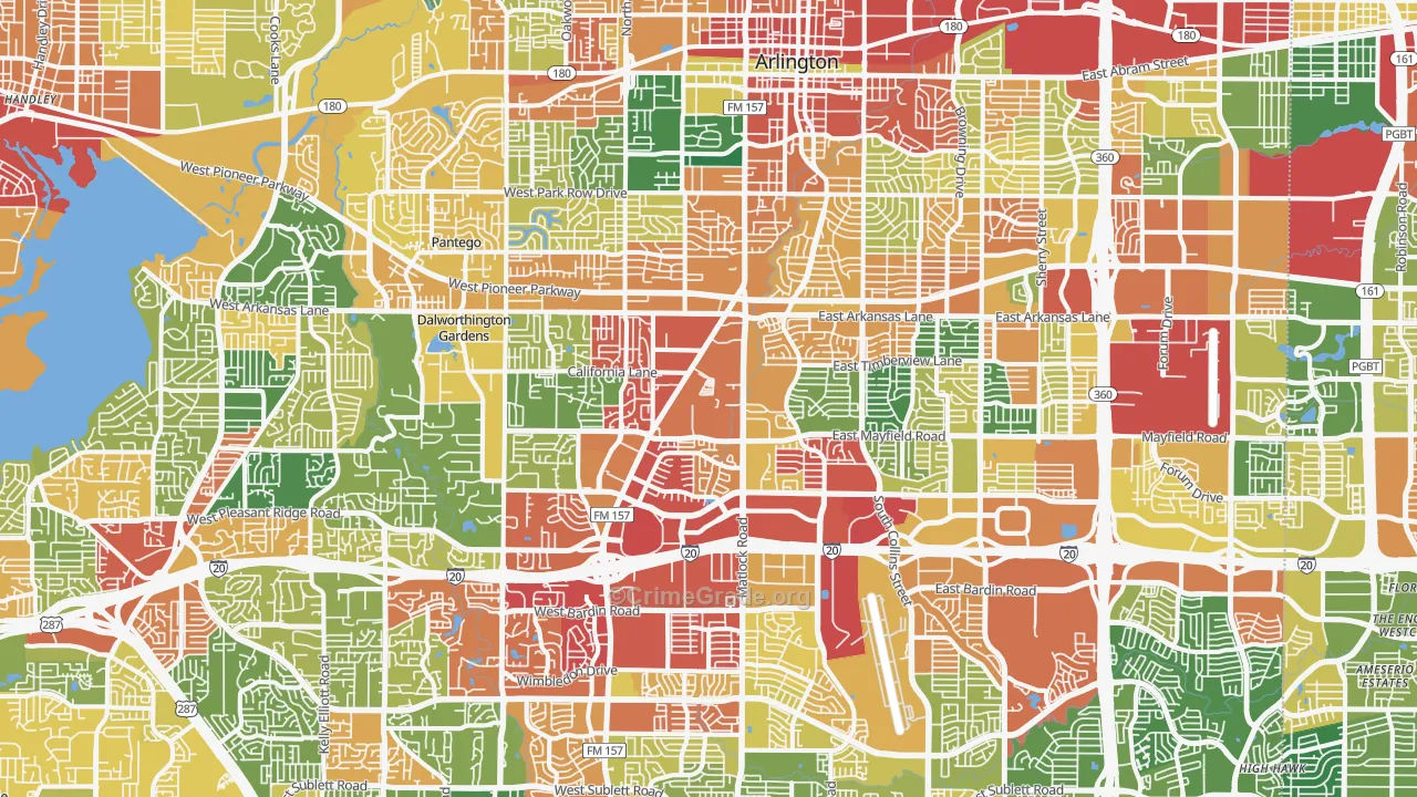 Arlington, TX Map of Theft Rates