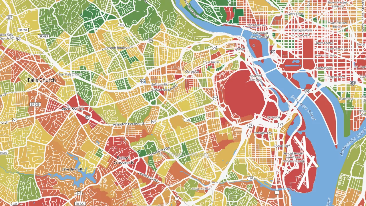 Arlington, VA Map of Theft Rates