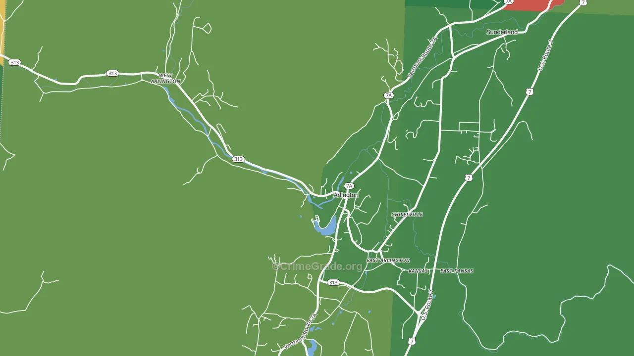 Arlington, VT Map of Theft Rates