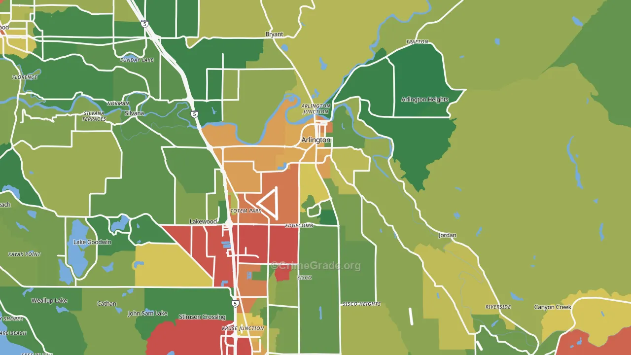 Arlington, WA Map of Theft Rates