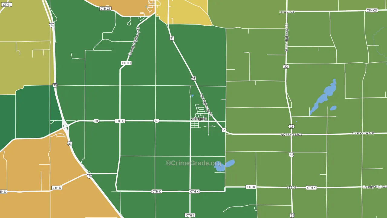 Arlington, WI Map of Theft Rates