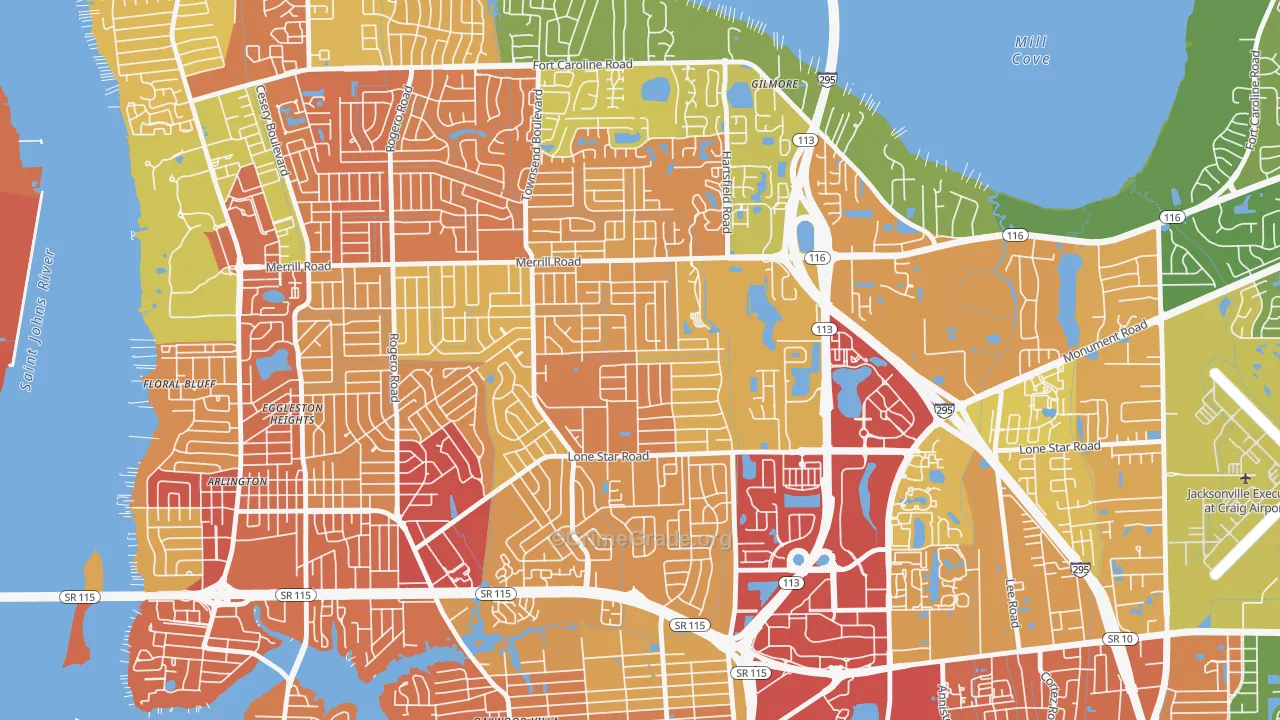 Arlingwood, Jacksonville, FL Map of Theft Rates