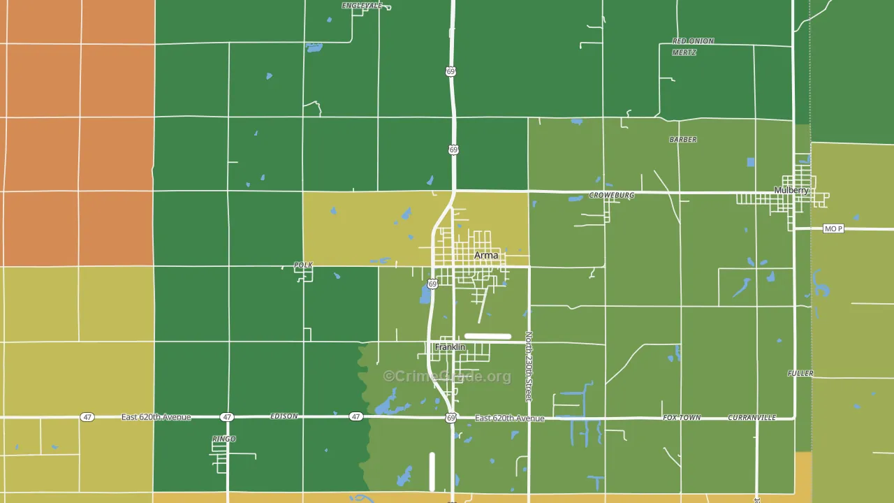 Arma, KS Map of Theft Rates