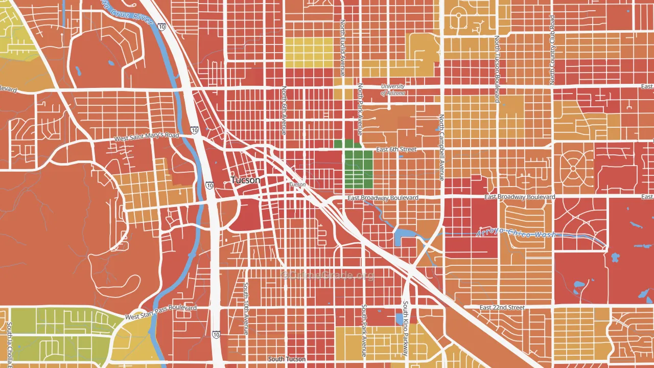 Armory Park, Tucson, AZ Map of Theft Rates
