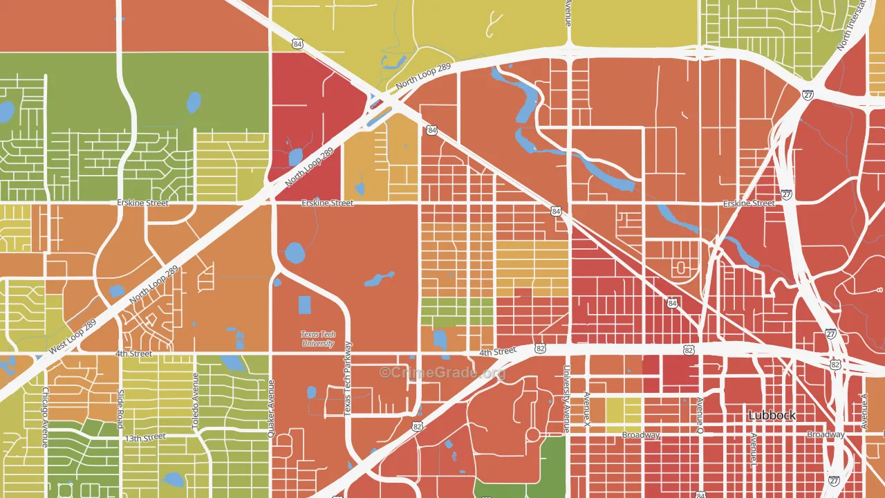 Arnett Benson, Lubbock, TX Map of Theft Rates
