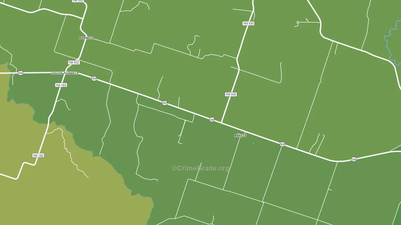 Arnett, TX Map of Theft Rates