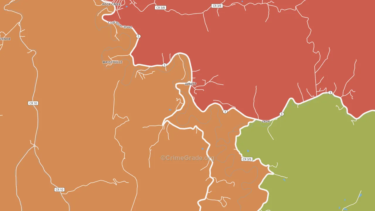 Arnett, WV Map of Theft Rates