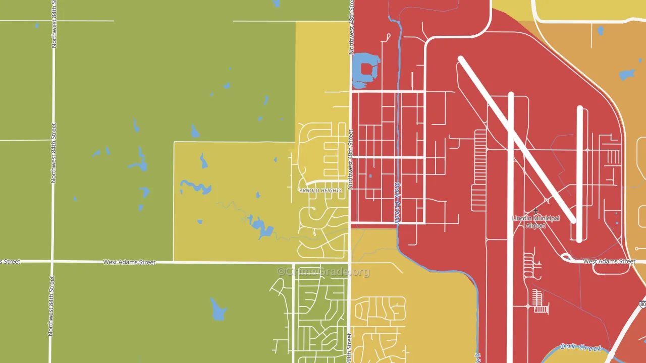 Arnold Heights, Lincoln, NE Map of Theft Rates