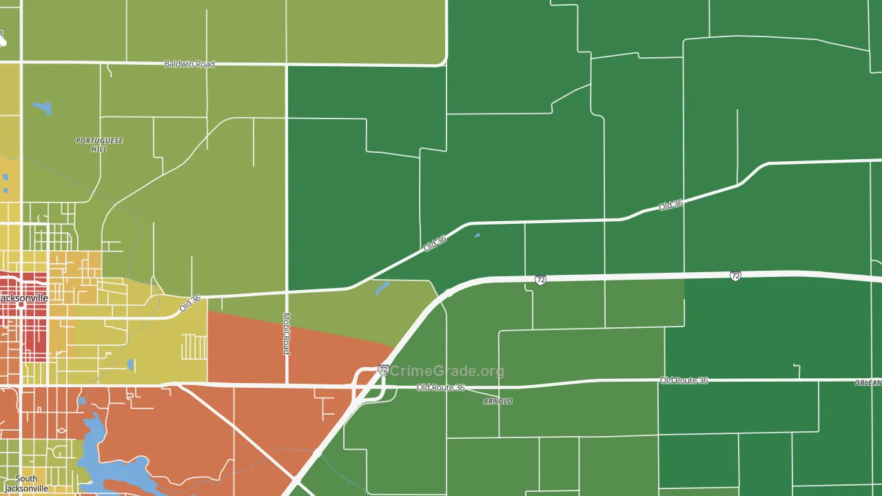 Arnold, IL Map of Theft Rates