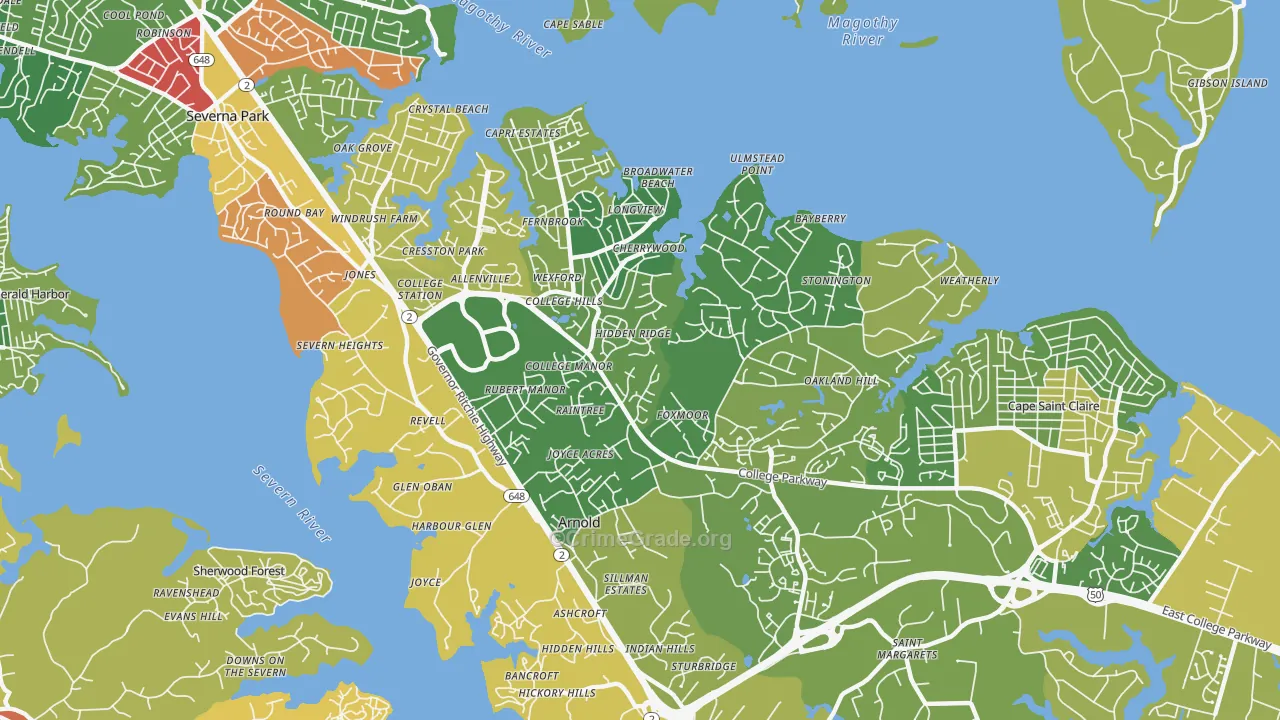 Arnold, MD Map of Theft Rates