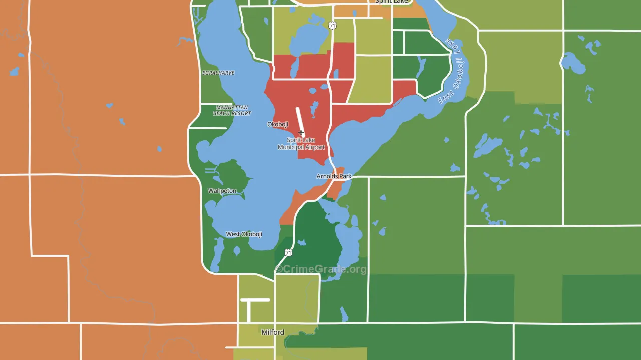 Arnolds Park, IA Map of Theft Rates