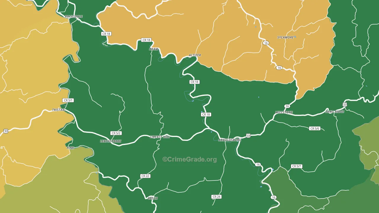 Arnoldsburg, WV Map of Theft Rates