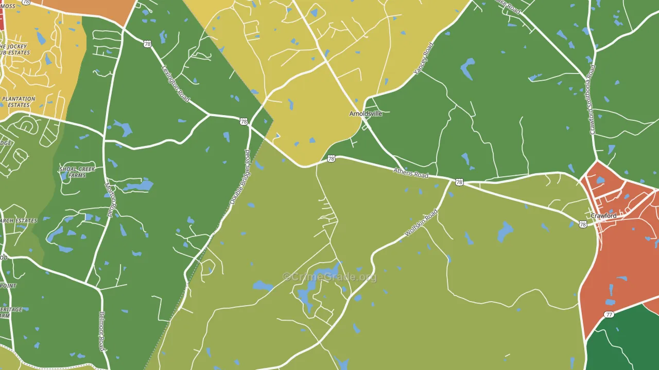 Arnoldsville, GA Map of Theft Rates