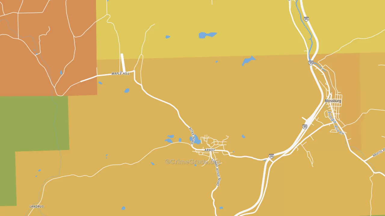 Arnot, PA Map of Theft Rates