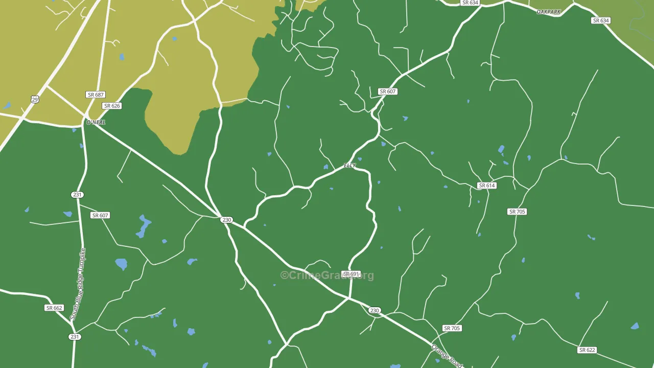 Aroda, VA Map of Theft Rates